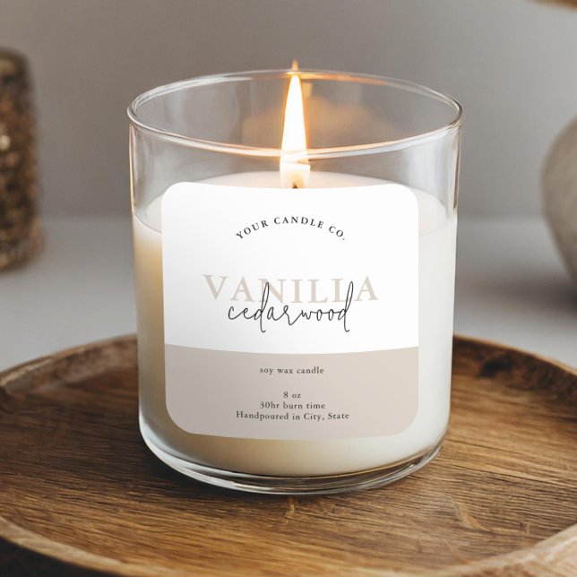 Adesivo Quadrado Rótulo de Vela Minimalista Moderno (Criador carregado)