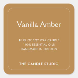 Adesivo Quadrado Rótulo de Vela Natural de Creme Simples Moderno Mí