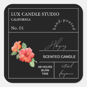 Adesivo Quadrado Rótulo de Vela Perfumada de Hibiscus