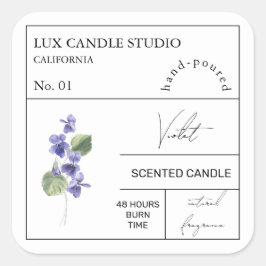 Adesivo Quadrado Rótulo de Vela Perfumada Violeta