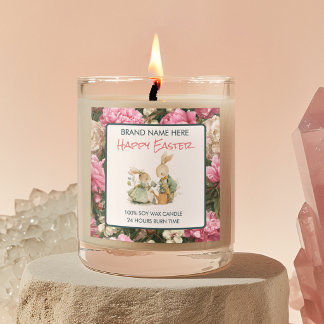 Adesivo Quadrado Rótulo de Vela Personalizado Coelhinhos da Páscoa