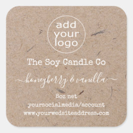 Adesivo Quadrado Rótulo de vela personalizado com logotipo em papel