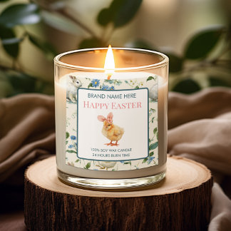 Adesivo Quadrado Rótulo de Vela Personalizado de Franguinho de Pásc