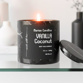 Adesivo Quadrado Rótulo de Vela Personalizado Preto e Branco em Let