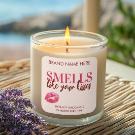 Adesivo Quadrado Rótulo de Vela Rosa Personalizado para Dia dos Nam