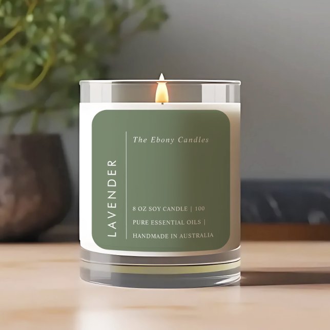 Adesivo Quadrado Rótulo de Vela Verde Mínima Rústica Elegante Simpl (Criador carregado)