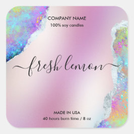 Adesivo Quadrado Rótulo de velas opal mínimo iridescente moderno