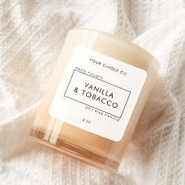 Adesivo Quadrado Rótulo de velas preto e branco mínimo simples