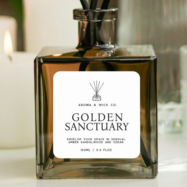 Adesivo Quadrado Rótulo difusor de leitura de texto simples branco  (Criador carregado)