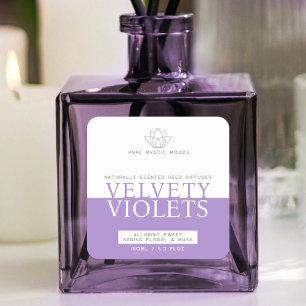 Adesivo Quadrado Rótulo do difusor roxo violeta com mudo