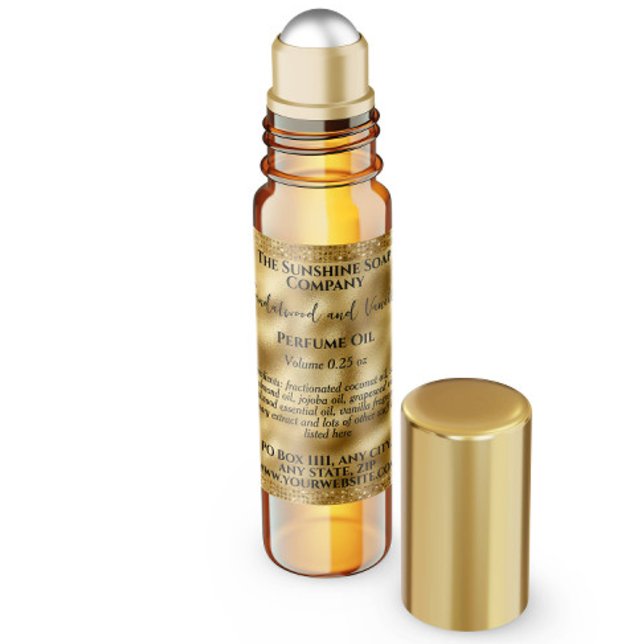 Adesivo Quadrado Rótulo do frasco do cilindro de perfumagem dourado (Criador carregado)