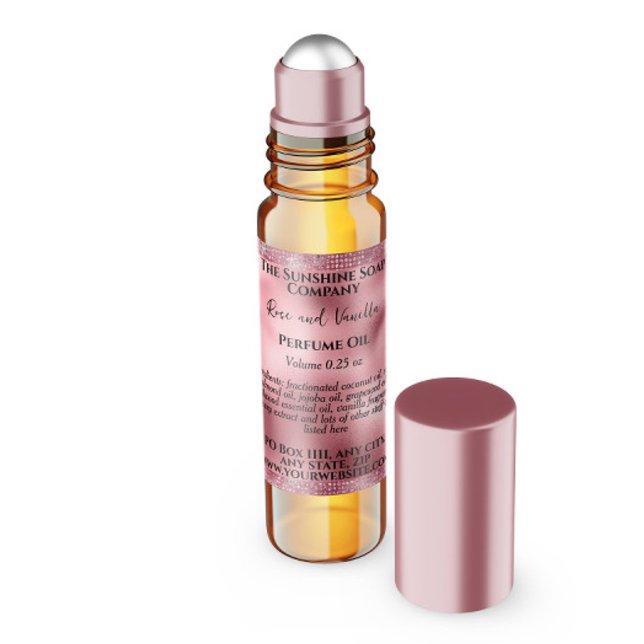 Adesivo Quadrado Rótulo do frasco do cilindro de perfumaria cor-de- (Criador carregado)