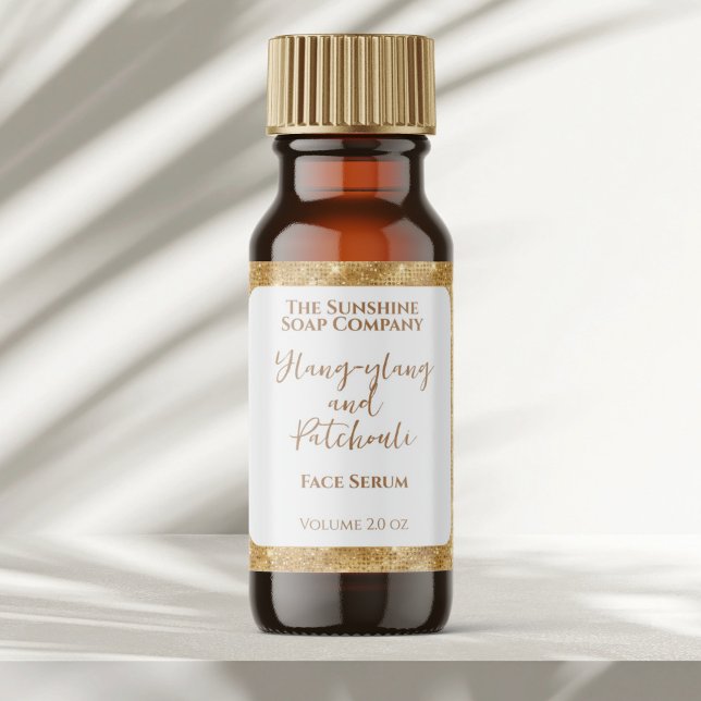 Adesivo Quadrado Rótulo do Frasco do Estropo dos Cosméticos Dourado (Criador carregado)