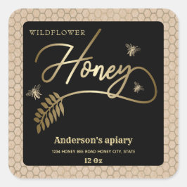 Adesivo Quadrado Rótulo do frasco do frasco de mel de abelha de our