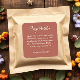 Adesivo Quadrado Rótulo do Ingrediente do Produto Terracotta Oran
