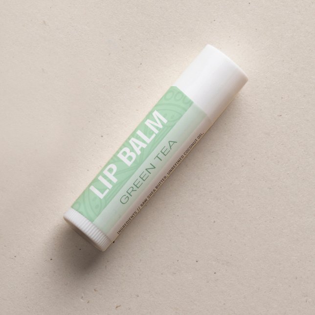 Adesivo Quadrado Rótulo do Lip Balm - Chá Verde - Quadrado de 1,25" (Criador carregado)