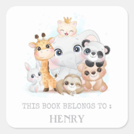 ADESIVO QUADRADO RÓTULO DO LIVRO: ANIMAIS DE BEBÊ BRUTO