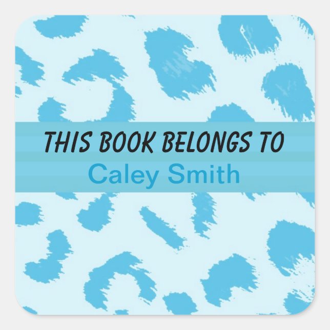 Adesivo Quadrado Rótulo do Livro de Padrões do Leopardo Azul (Frente)