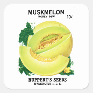 Adesivo Quadrado Rótulo do Pacote de Sementes de Muskmelon (Honey