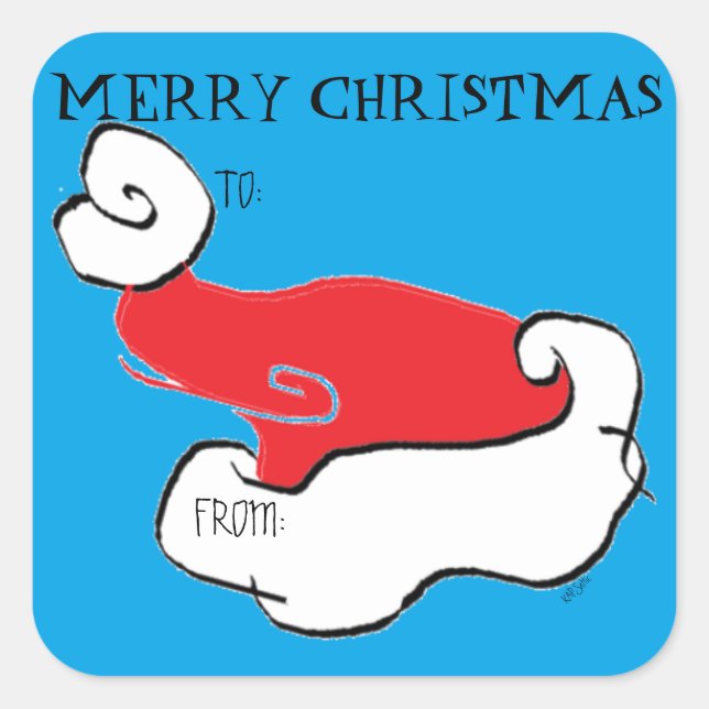 Adesivo Quadrado Rótulo do Presente de Santa Hat (Frente)