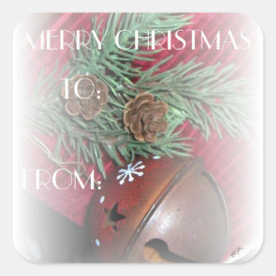 Adesivo Quadrado Rótulo do Presente Rustic Bells