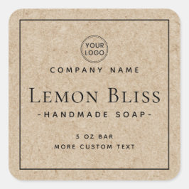 Adesivo Quadrado Rótulo do produto de aparência de papel Kraft com