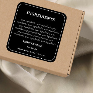 Adesivo Quadrado Rótulo do produto Ingredientes