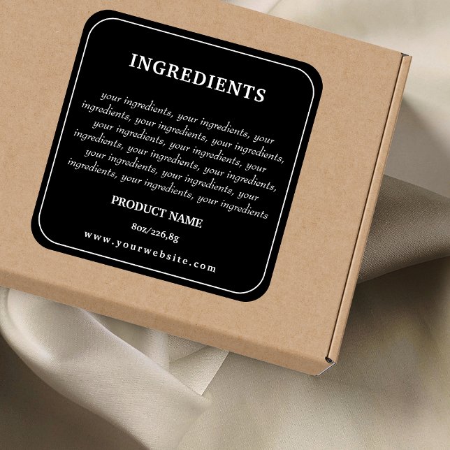 Adesivo Quadrado Rótulo do produto Ingredientes (Criador carregado)