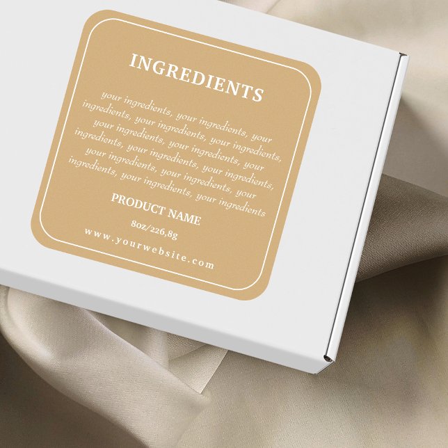 Adesivo Quadrado Rótulo do produto Ingredientes (Criador carregado)