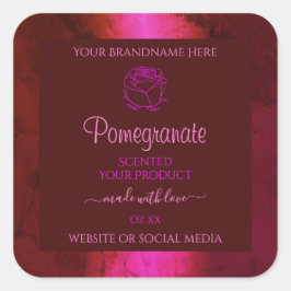 Adesivo Quadrado Rótulo do Produto Marble Vermelho Cor-de-rosa-Shim