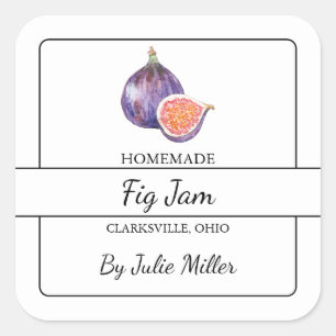 Adesivo Quadrado Rótulo do Quadrado do Fig Jam do Homemade