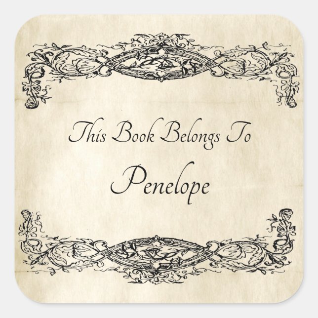 Adesivo Quadrado Rótulo do Reservatório de Pargaminho de Trabalho d (Frente)