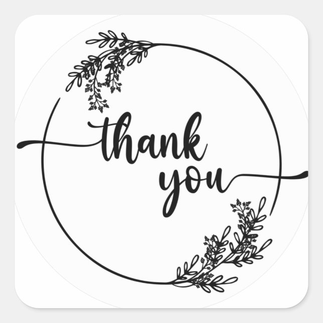 Adesivo Quadrado Rótulo do Sticker Simples Obrigado (Frente)