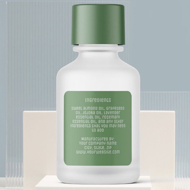 Adesivo Quadrado rótulo dos ingredientes verdes modernos minimalist (Criador carregado)