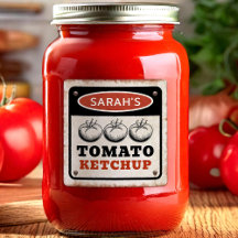 Rótulo editável de ketchup de tomate com sinal de 