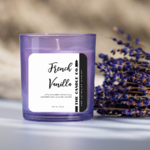 Adesivo Quadrado Rótulo Francês de Produto Branco Da Vela Da Vanill