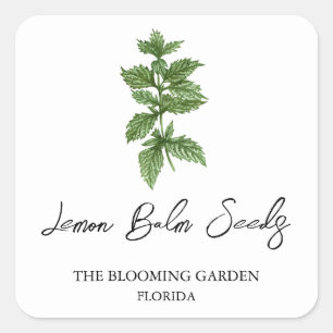 Adesivo Quadrado Rótulo Lemon Balm Seeds
