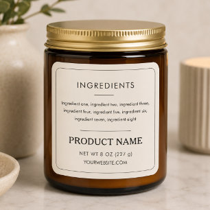 Adesivo Quadrado Rótulo Minimalista Neutro de Ingredientes de Produ