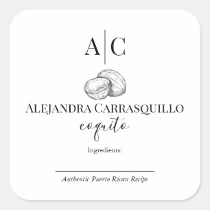 Adesivo Quadrado Rótulo Minimalista Preto e Branco para Garrafa de