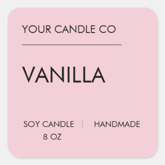 Adesivo Quadrado Rótulo Mínimo de Vela Rosa – Vela de Soja de Bauni