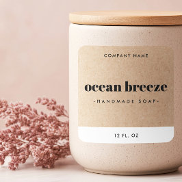 Adesivo Quadrado Rótulo mínimo moderno de produto Kraft de aparênci