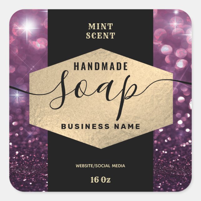 Adesivo Quadrado Rótulo moderno de manteiga corporal com brilho ele (Frente)
