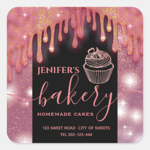 Adesivo Quadrado Rótulo moderno de papel de cupcake