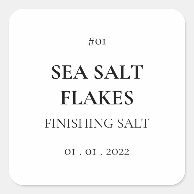 Adesivo Quadrado Rótulo Moderno do Cozinhar de Seasoning Spice (Frente)