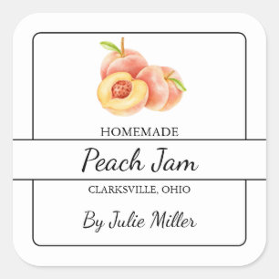 Adesivo Quadrado Rótulo Peach Jam Square