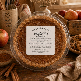 Adesivo Quadrado Rótulo Personalizado de Ingredientes de Torta de A