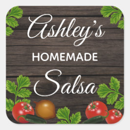 Adesivo Quadrado Rótulo Personalizado de Salsa Caseira
