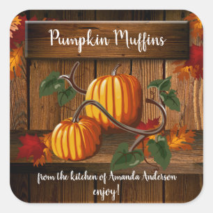 Adesivo Quadrado Rótulo Pumpkin Muffins Sq