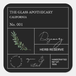 Adesivo Quadrado Rótulo Rosemary Apothecary