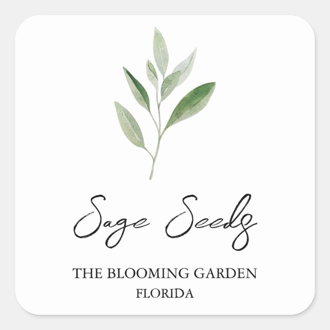Adesivo Quadrado Rótulo Sage Seeds (Frente)
